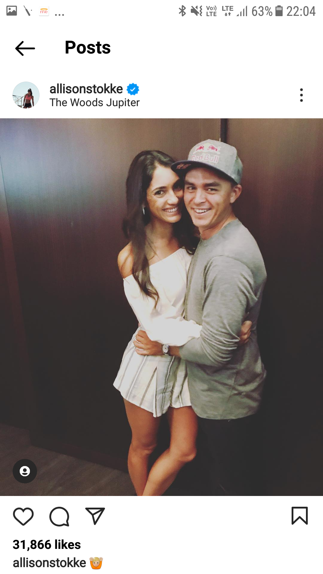 Allison Stokke with Her husband Rickie Fowler