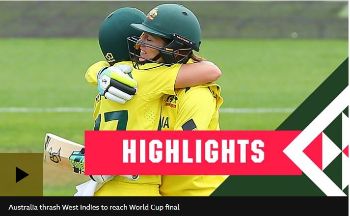 Women's World Cup: Australia dismantle West Indies in semi-final
