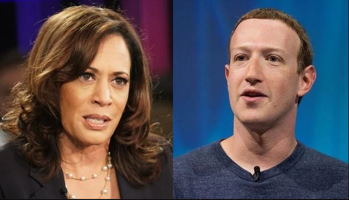 U.S. Vice President Kamala Harris and Facebook founder Mark Zuckerberg