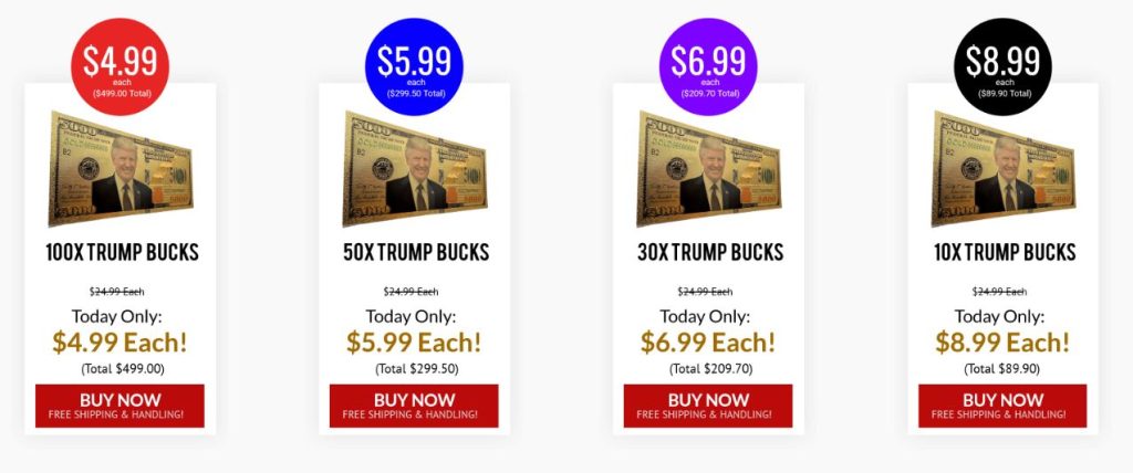 $5000 Golden Trump Bucks Price