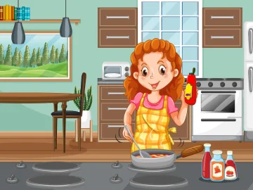 happy woman cooking kitchen scene 1308 74320