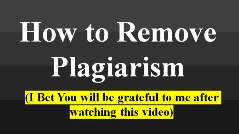 How to Remove Plagiarism From a Rejected Article?