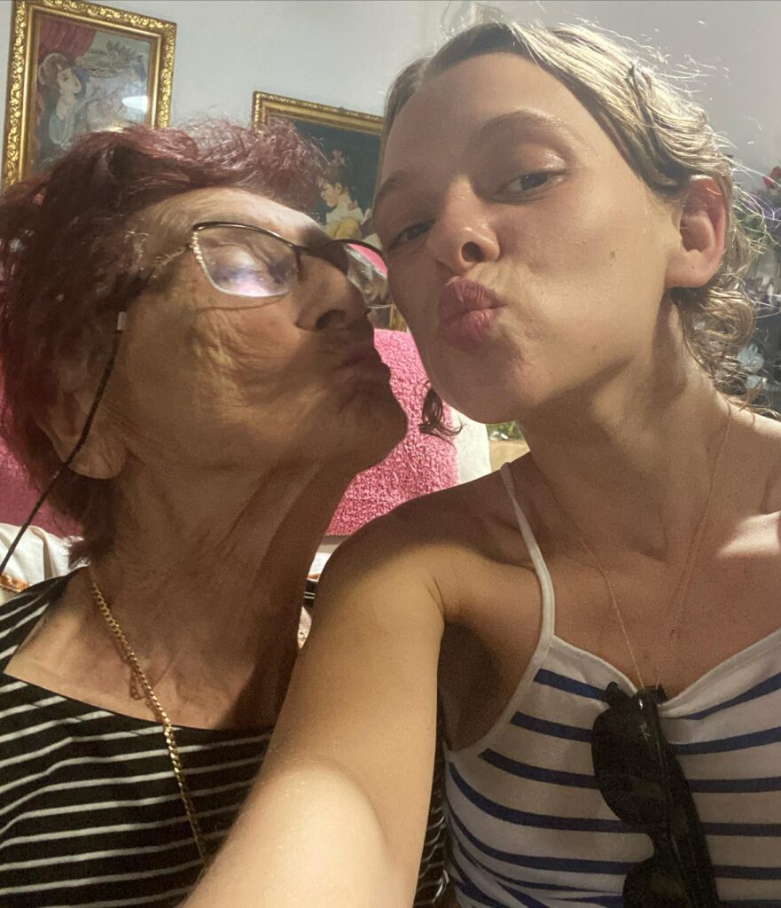 Shira Haas with her grandmother