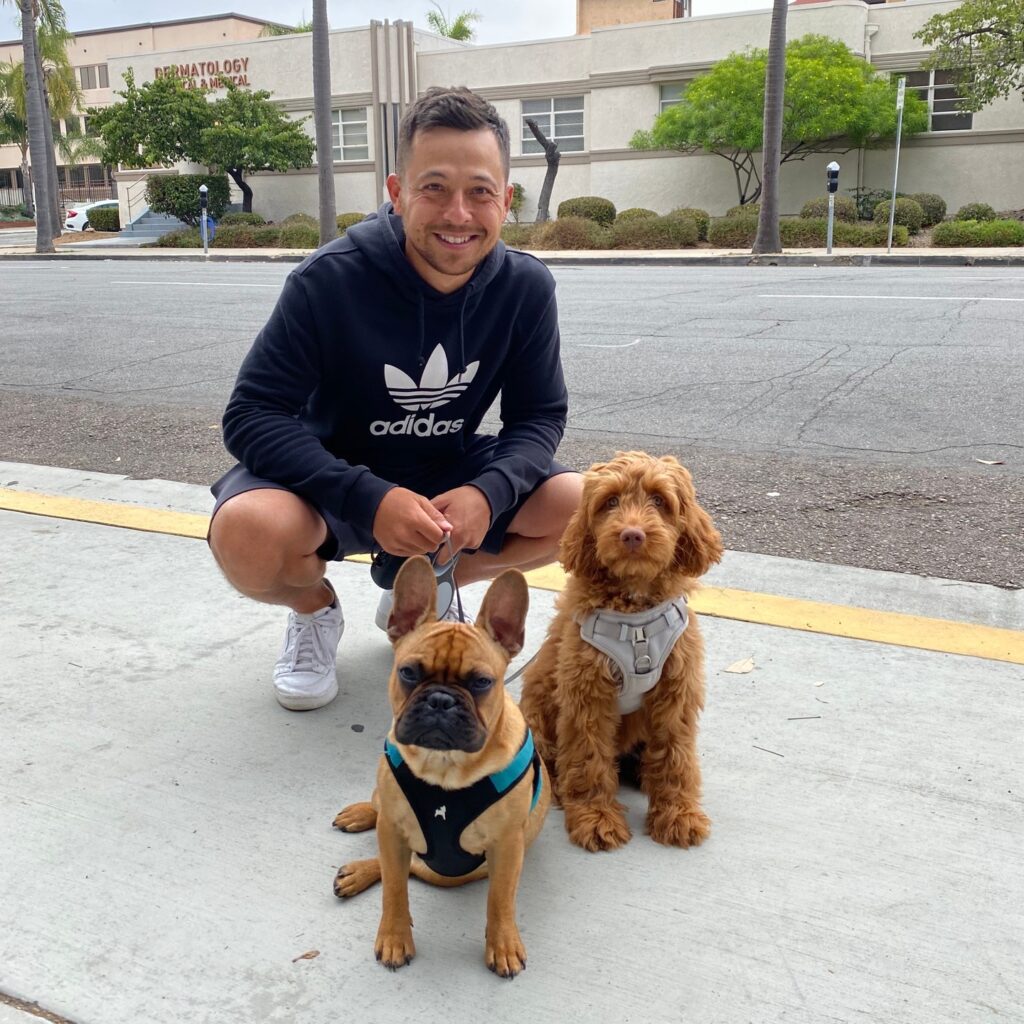 Xander Schaufelle with his pets