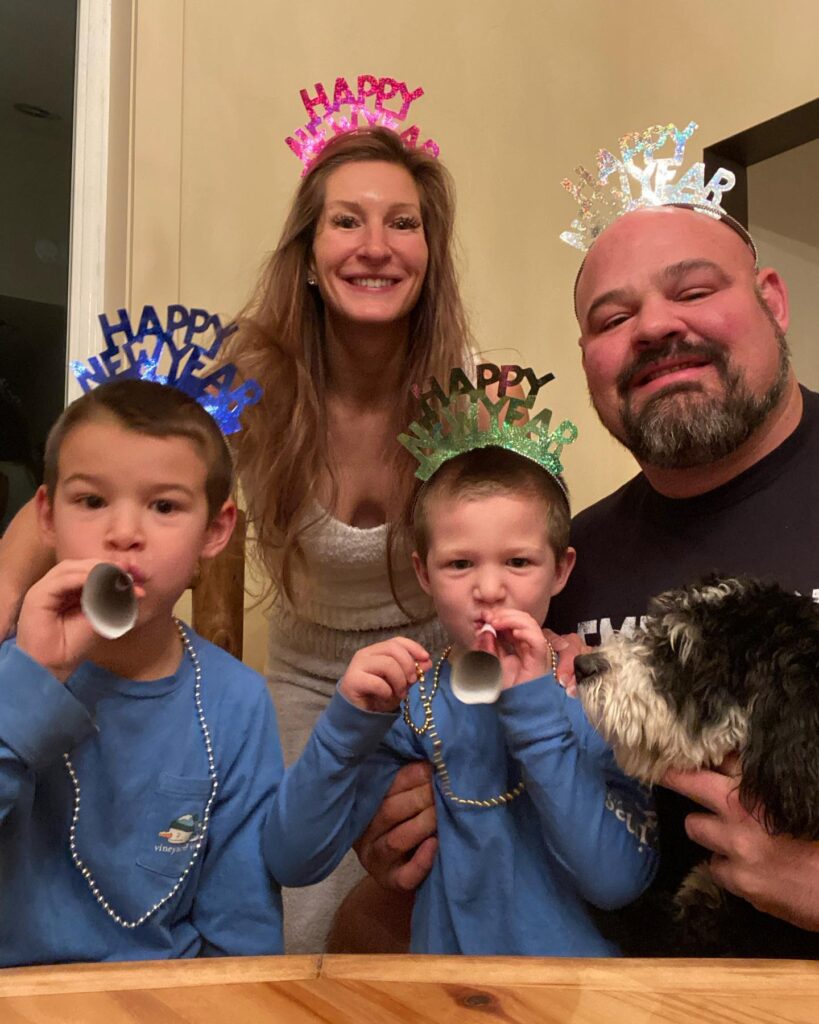 Brian Shaw with his wife and children