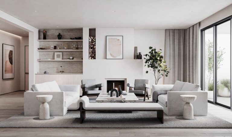 white formal living room
