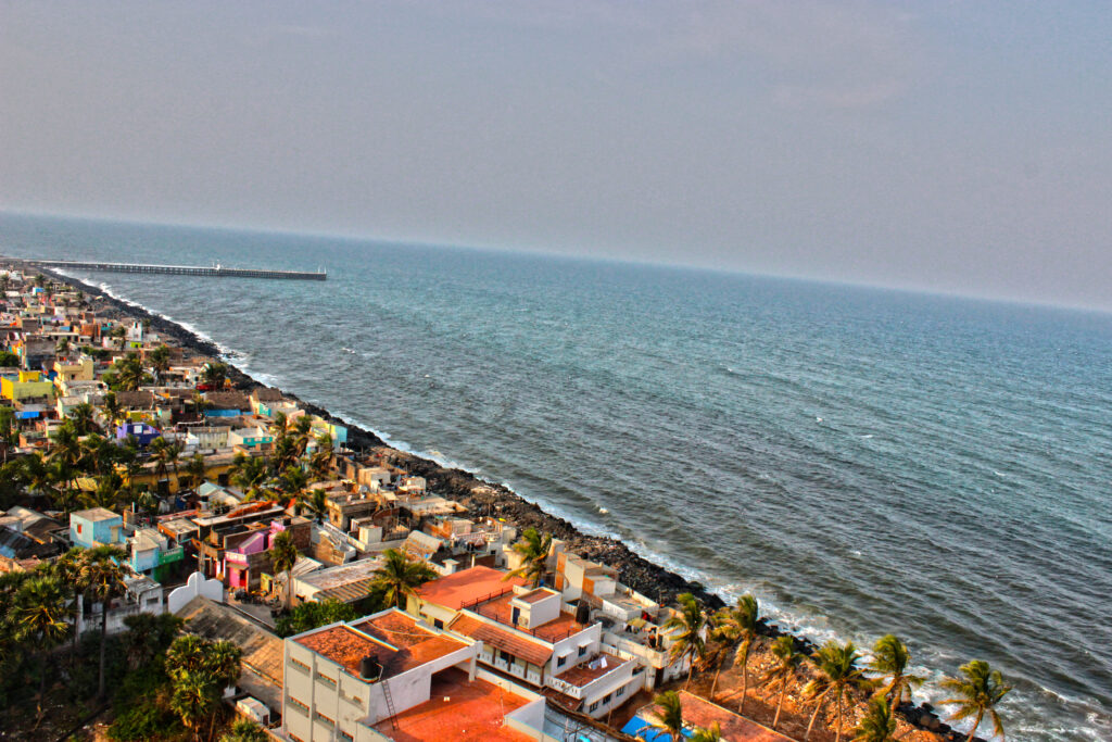 Pondicherry Rock beach aerial view