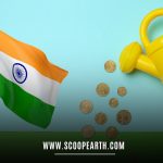 Indian flag with coins shower by a water can